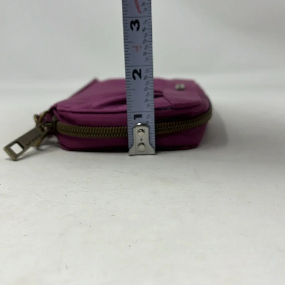 TRAVELON Wristlet RFID Signature Purple  Pleated Double Zip Clutch
